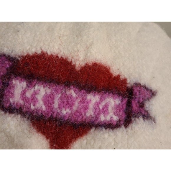 Wool Knit Pillow Cupcake Mom Heart Tattoo Pink White. by Jane Throw Decor 15x14" - Picture 9 of 12